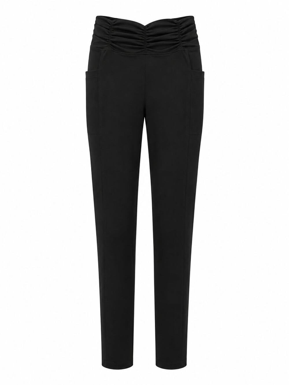 Blogilates Women's Ruched Waist Leggings Black High Rise Side Pockets Yoga M
